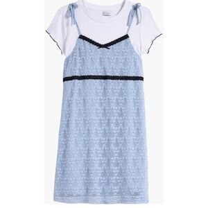 love, Fire Blue Lace Overlay Dress